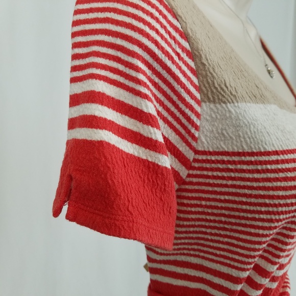 Anthropologie Lilka dress stripes orange tan L - Picture 5 of 7